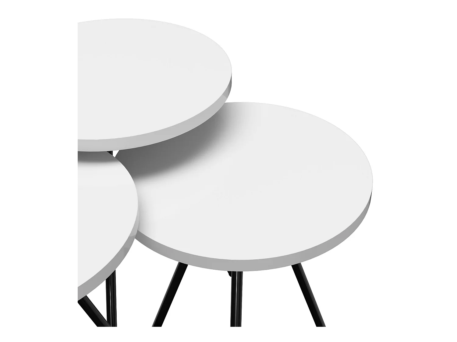 Set de 3 tables d'appoint Ølgod rondes gigognes blanc noir [en.casa]