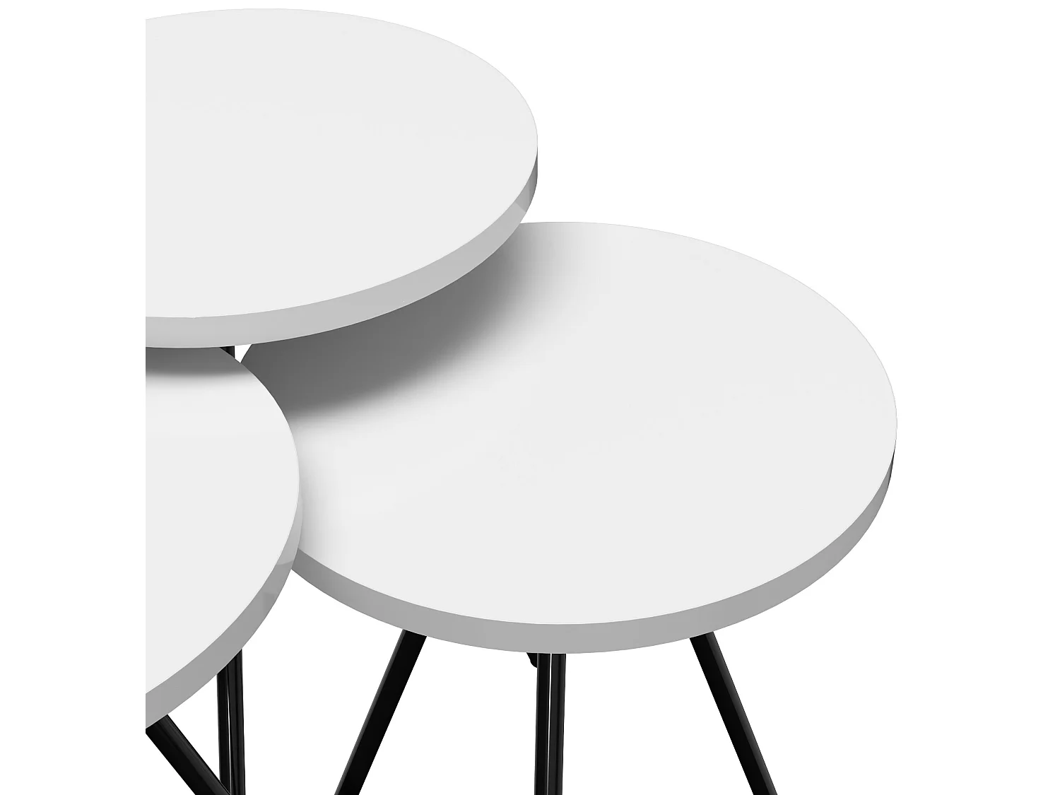 Set de 3 tables d'appoint Ølgod rondes gigognes blanc noir [en.casa]