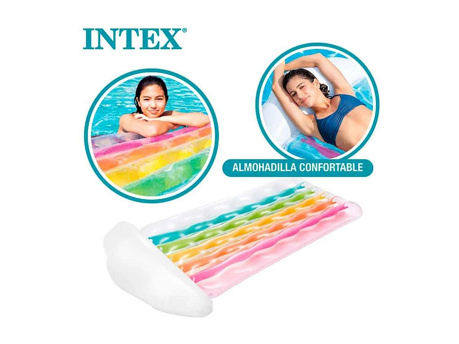 Colchoneta hinchable Rainbow Cloud Intex +14A blanco 25x180x86 cm