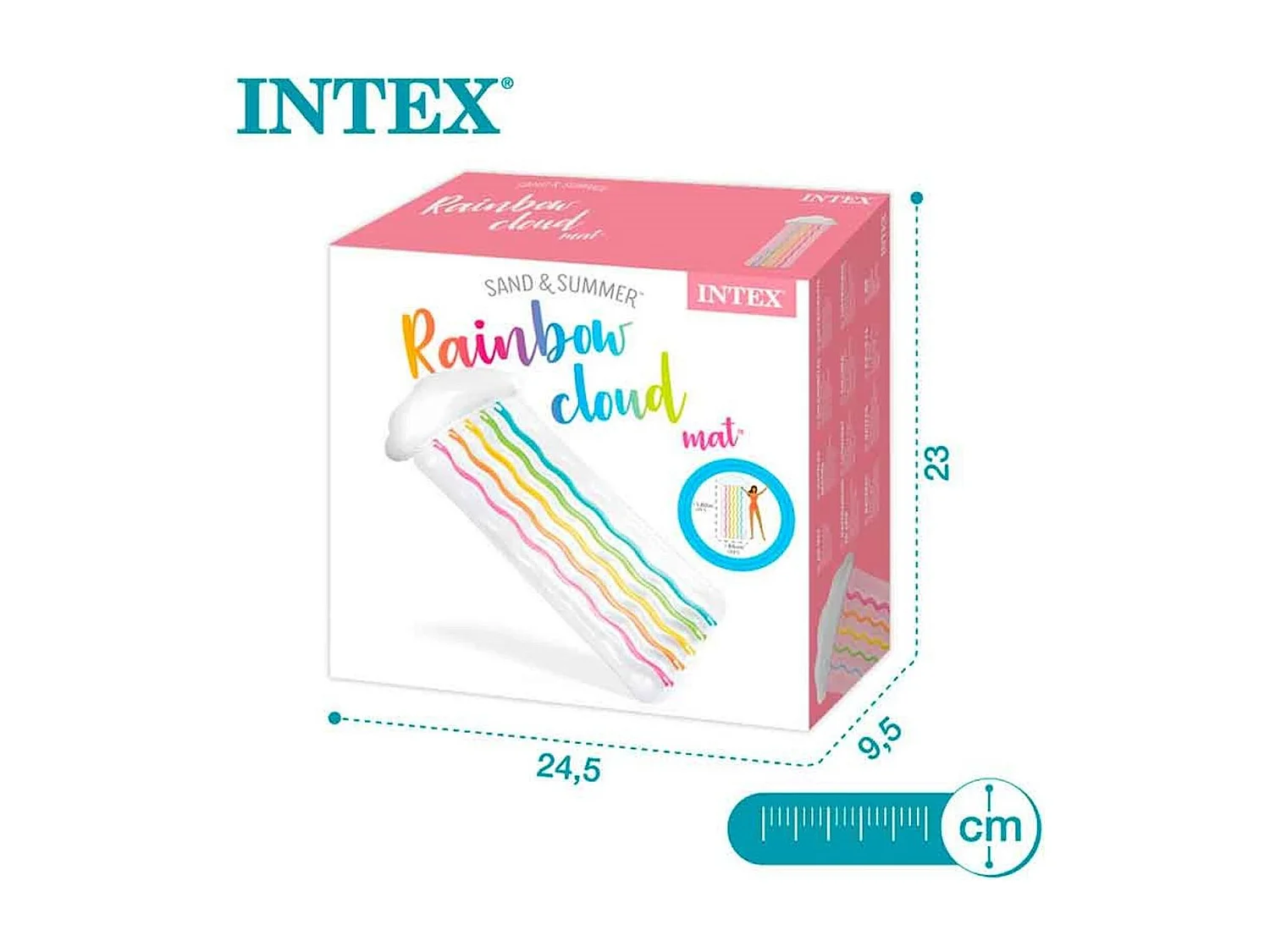 Colchoneta hinchable Rainbow Cloud Intex +14A blanco 25x180x86 cm