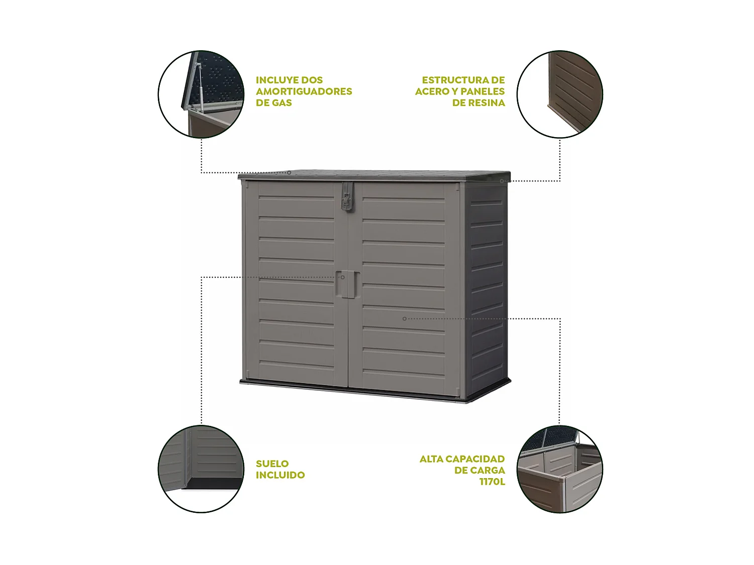 Armadio in resina Multibox 1170 L - 140x82x124cm. Struttura e pavimento in acciaio inclusi