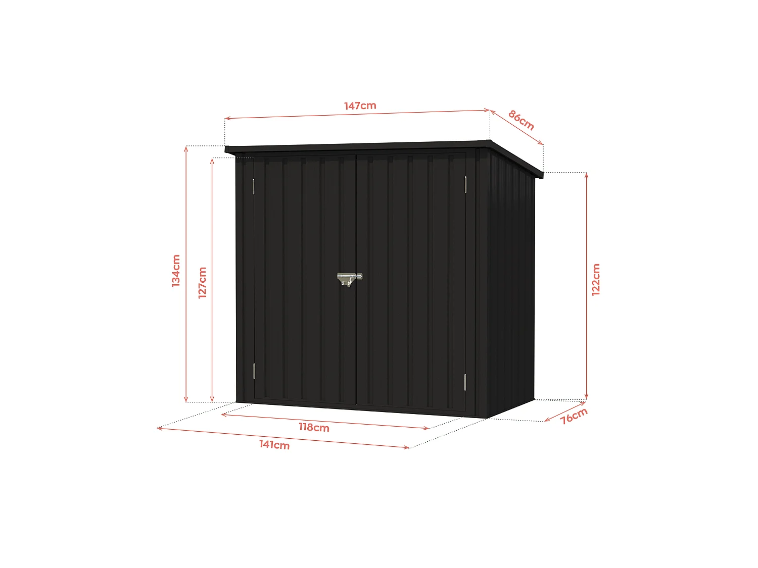 Cobertizo de metal Stark 1200 L - 10 años de garantía - 147x86x122 cm