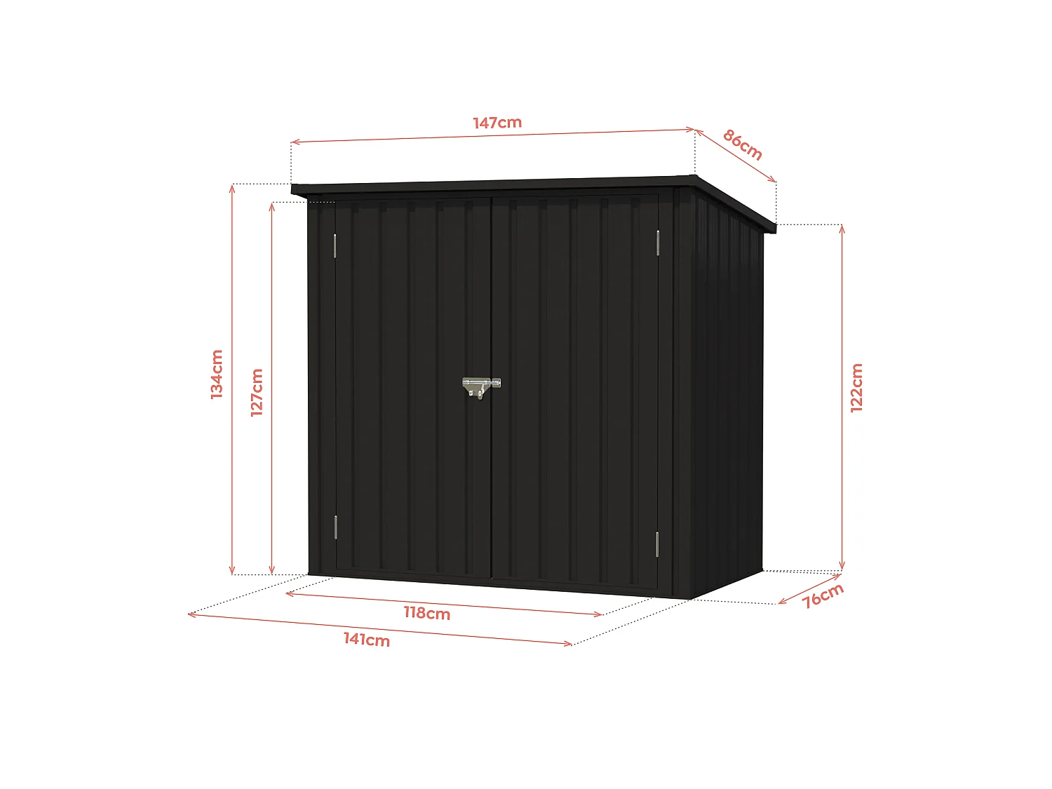 Cobertizo de metal Stark 1200 L - 10 años de garantía - 147x86x122 cm