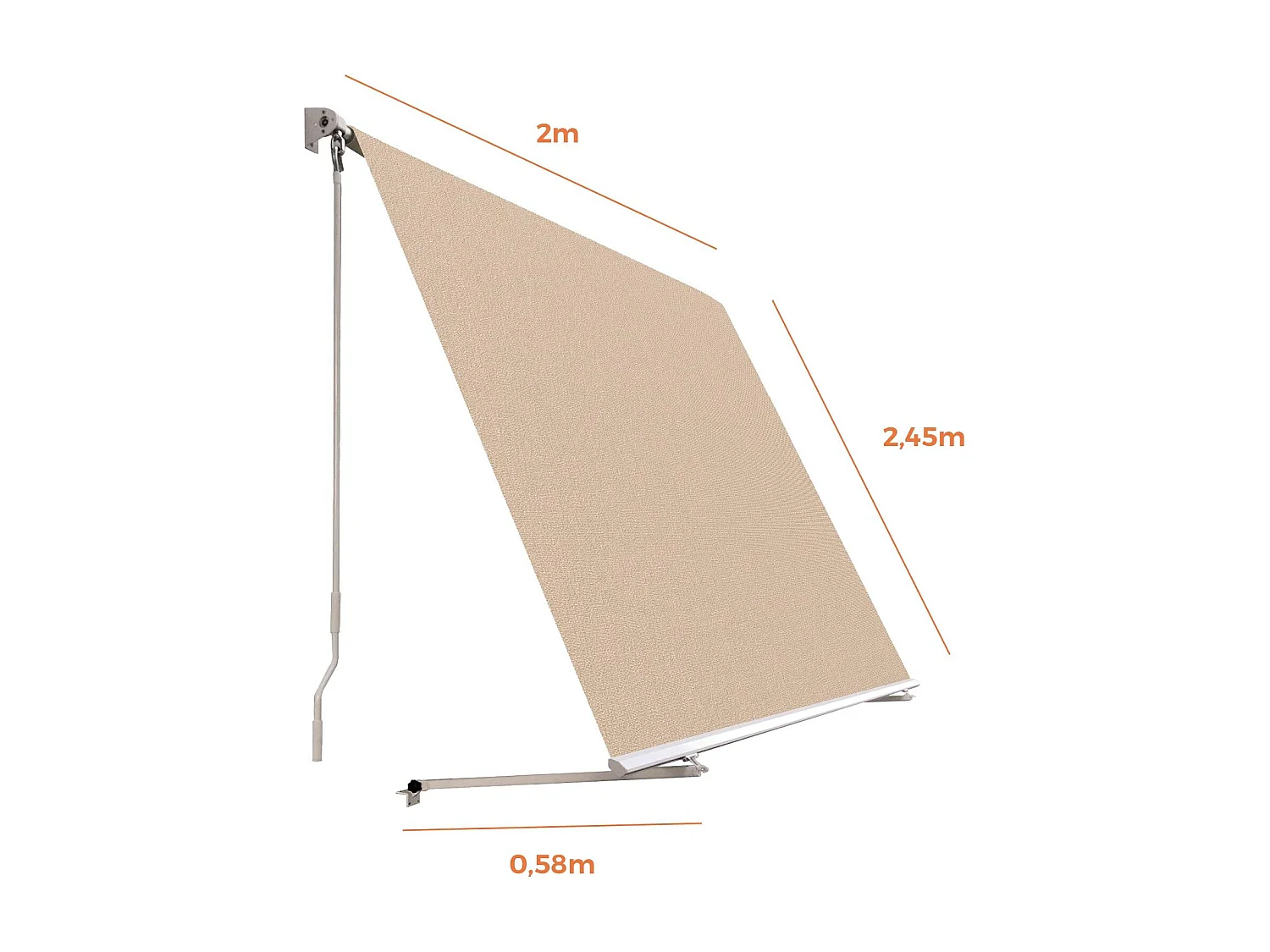 SmartSun Tenda da sole per balcone 2x2,45m Sabbia