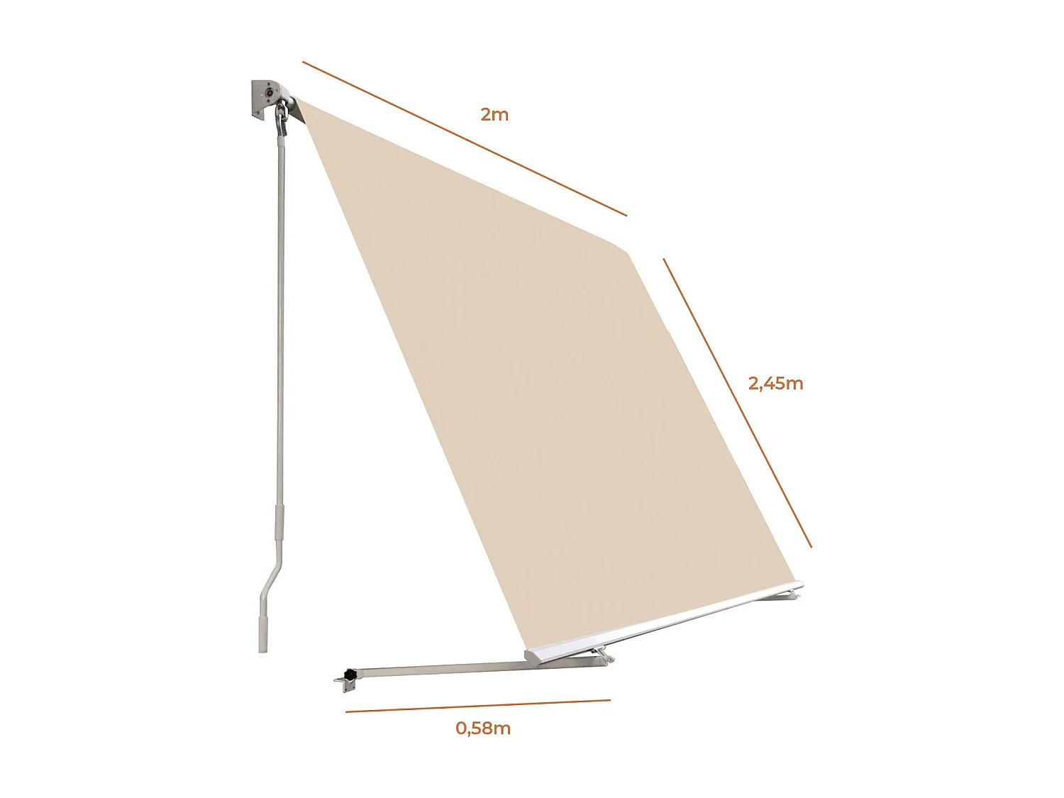 SmartSun Tenda da sole per balcone 2x2,45m Sabbia
