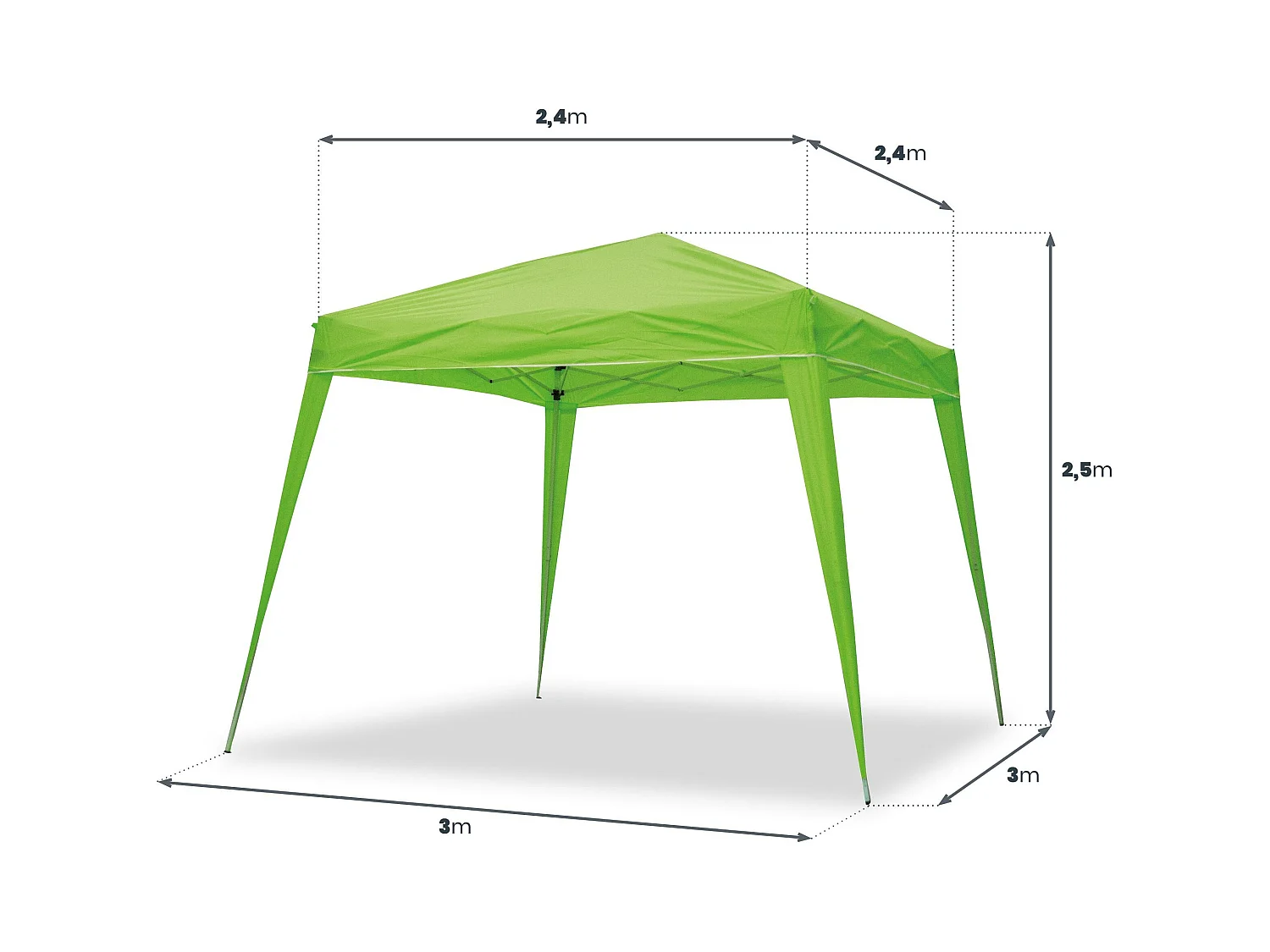 Wasabi - Tonnelle Pliante 3x3 m Verte - Bâche Nylon - Protection Eau et Soleil - Piquets - Structure Acier – Pergola Jardin