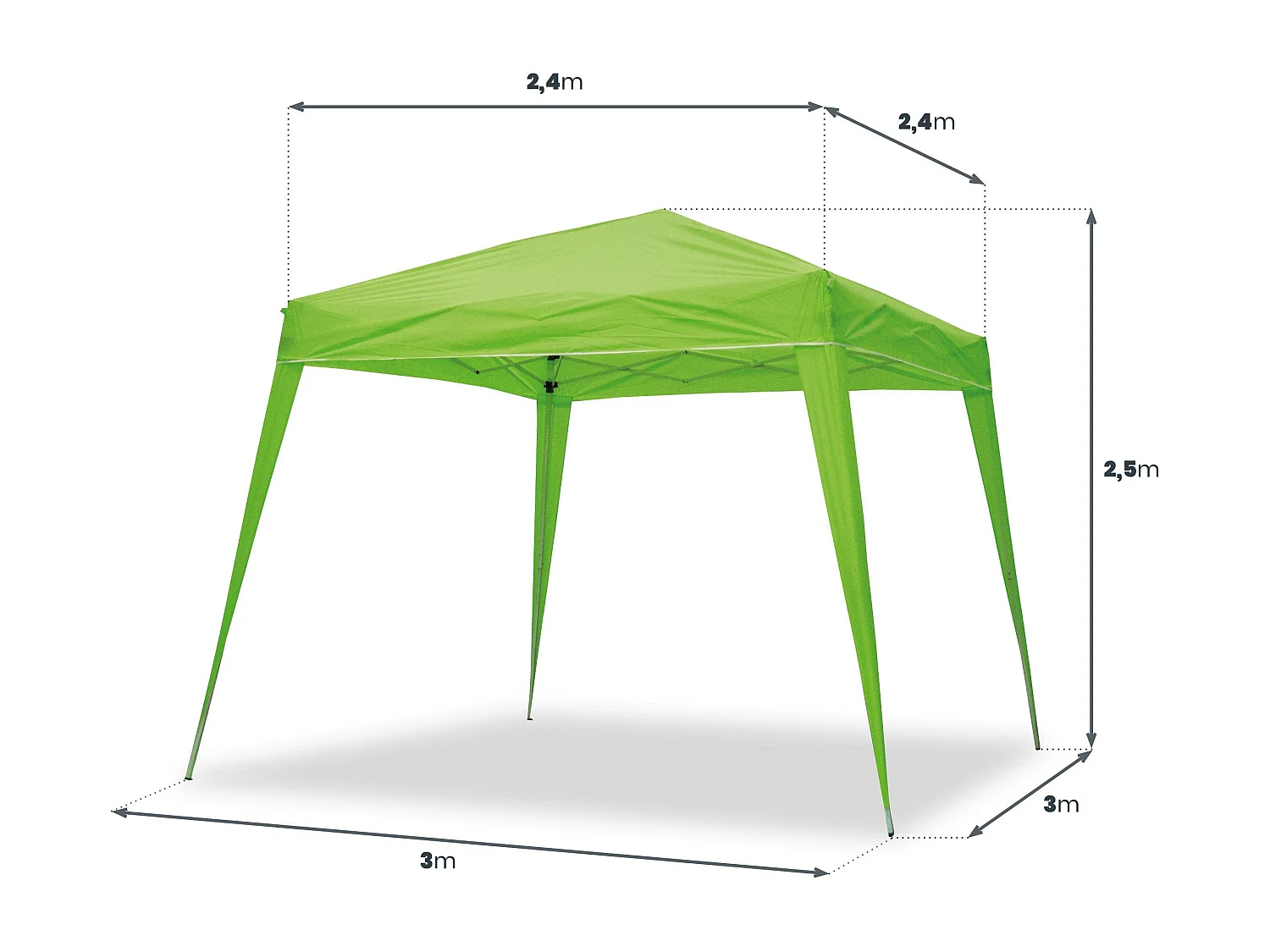 Wasabi - Tonnelle Pliante 3x3 m Verte - Bâche Nylon - Protection Eau et Soleil - Piquets - Structure Acier – Pergola Jardin