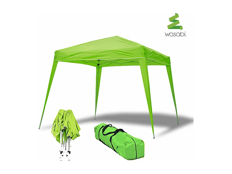 Wasabi - Tonnelle Pliante 3x3 m Verte - Bâche Nylon - Protection Eau et Soleil - Piquets - Structure Acier – Pergola Jardin