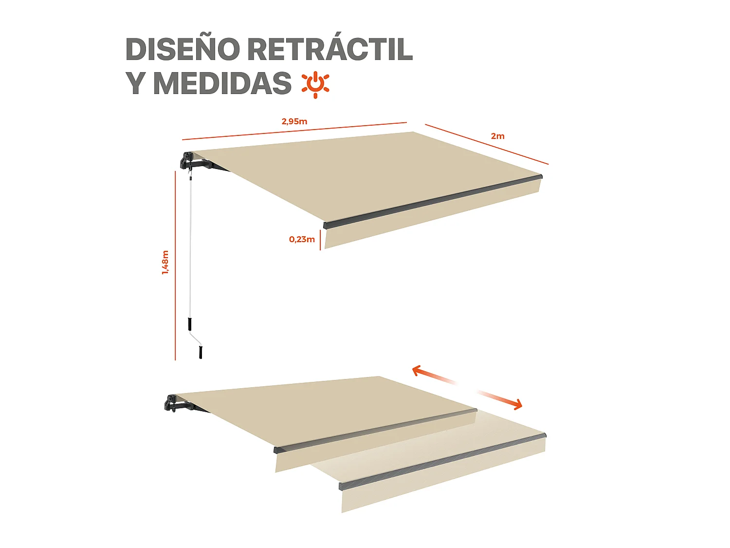 Tenda da sole Smartsun Classic Dark 3*2 Sand
