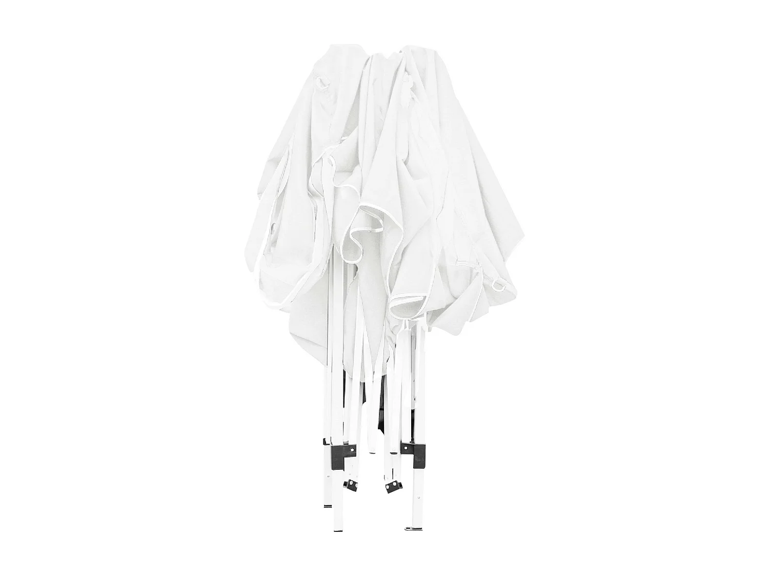 Wasabi - Tonnelle Pliante 3x3 m Blanche - Structure Assemblée - Piquets et Cordes – Raphia - Pergola Jardin - Toit Camping - Javea