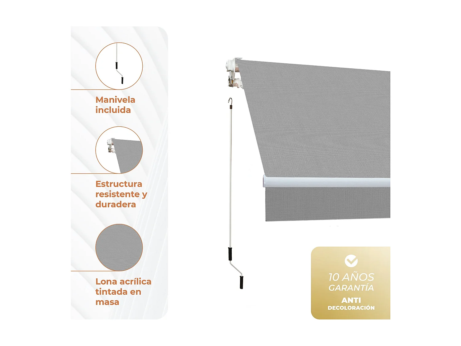 Tenda manuale completa 4x2,5m Smartsun Grigio telo acrilico