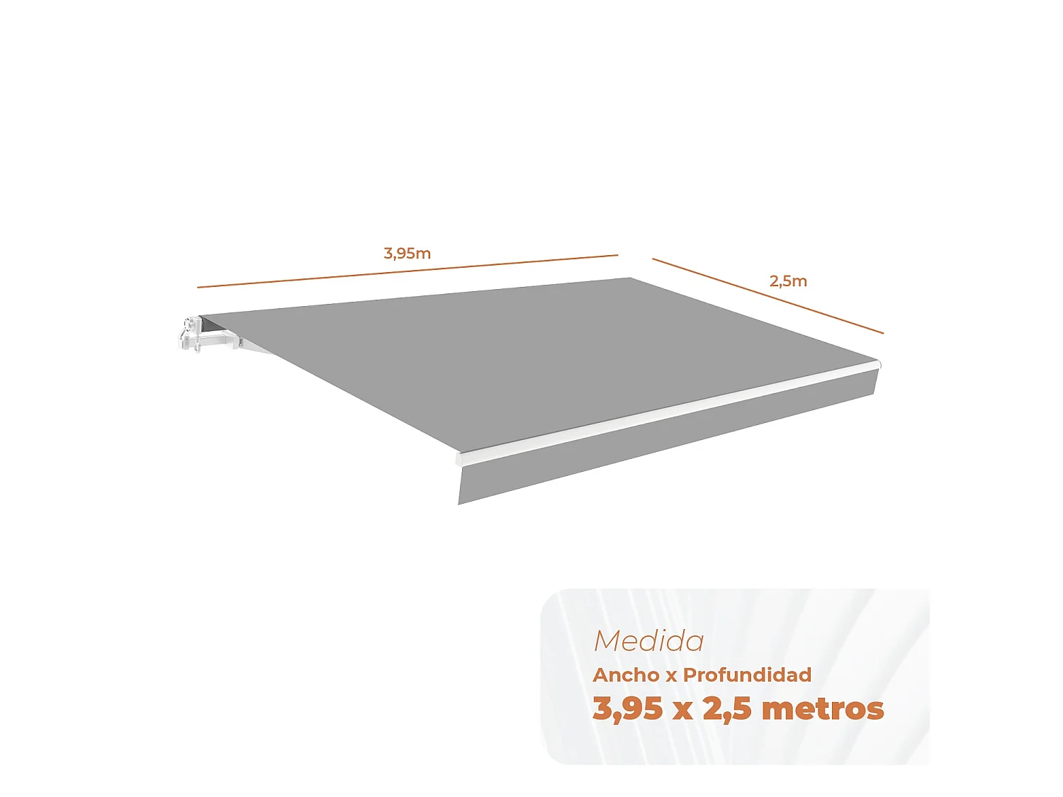 Wasabi - Store Banne Manuel 4x2,5 Acrylique Gris - Toile UV - Structure Aluminium - Inclinaison Réglable - Manivelle Incluse