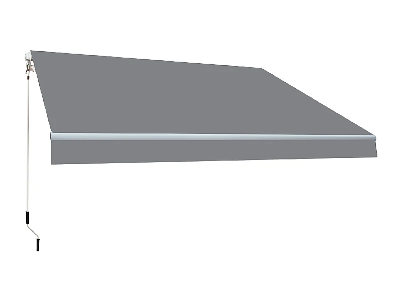 Wasabi - Toldo Exterior Enrollable 4x2,5 Gris - Lona Acrílica Protección UV - Estructura de Aluminio - Inclinación Regulable - Manivela - Retráctil Terraza Jardín