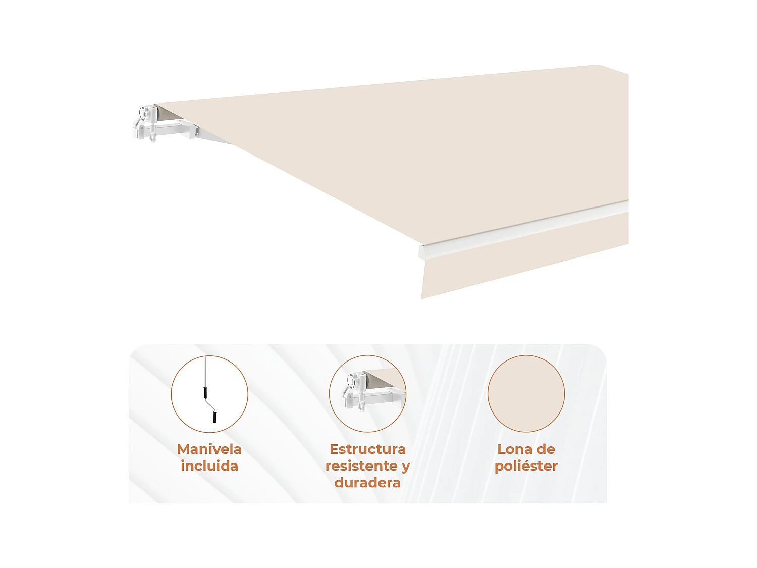 Tenda da sole manuale completa 4x2,5m Smartsun Ecru in poliestere