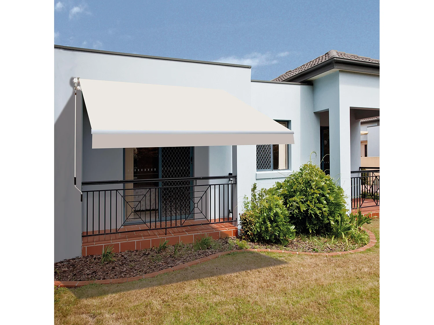 Wasabi - Toldo Exterior Enrollable Crudo 4x2,5 Poliéster – Lona Protección Solar UV – Estructura Aluminio – Regulable en Inclinación – Manivela Incluida