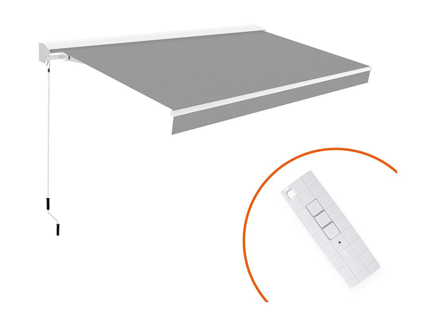 Wasabi - Toldo Motorizado Exterior Gris 4x2,5 Poliéster – Plegado con Mando a Distancia – Semicofre – Lona Protección Solar UV – Estructura Aluminio – Manivela