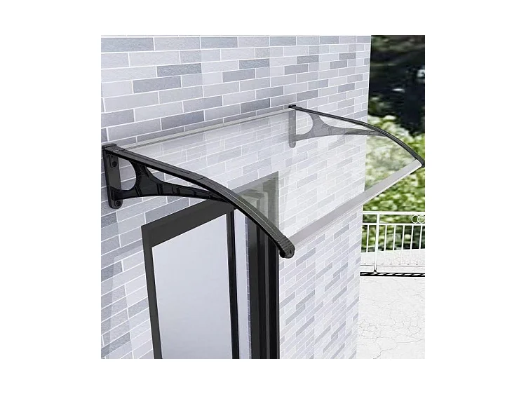 Wasabi - Marquise de Porte Extérieur 120x80 cm - Polycarbonate 2,7mm - Supports Aluminium - Panneau Transparent Anti UV