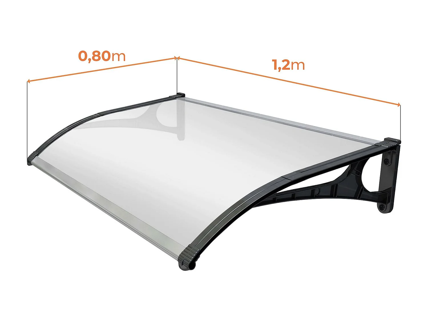 Wasabi - Marquesina Puerta Exterior 120x80 cm – Policarbonato 2,7mm – Soportes Aluminio Antracita – Fácil Montaje – Tejadillo Protección Lluvia