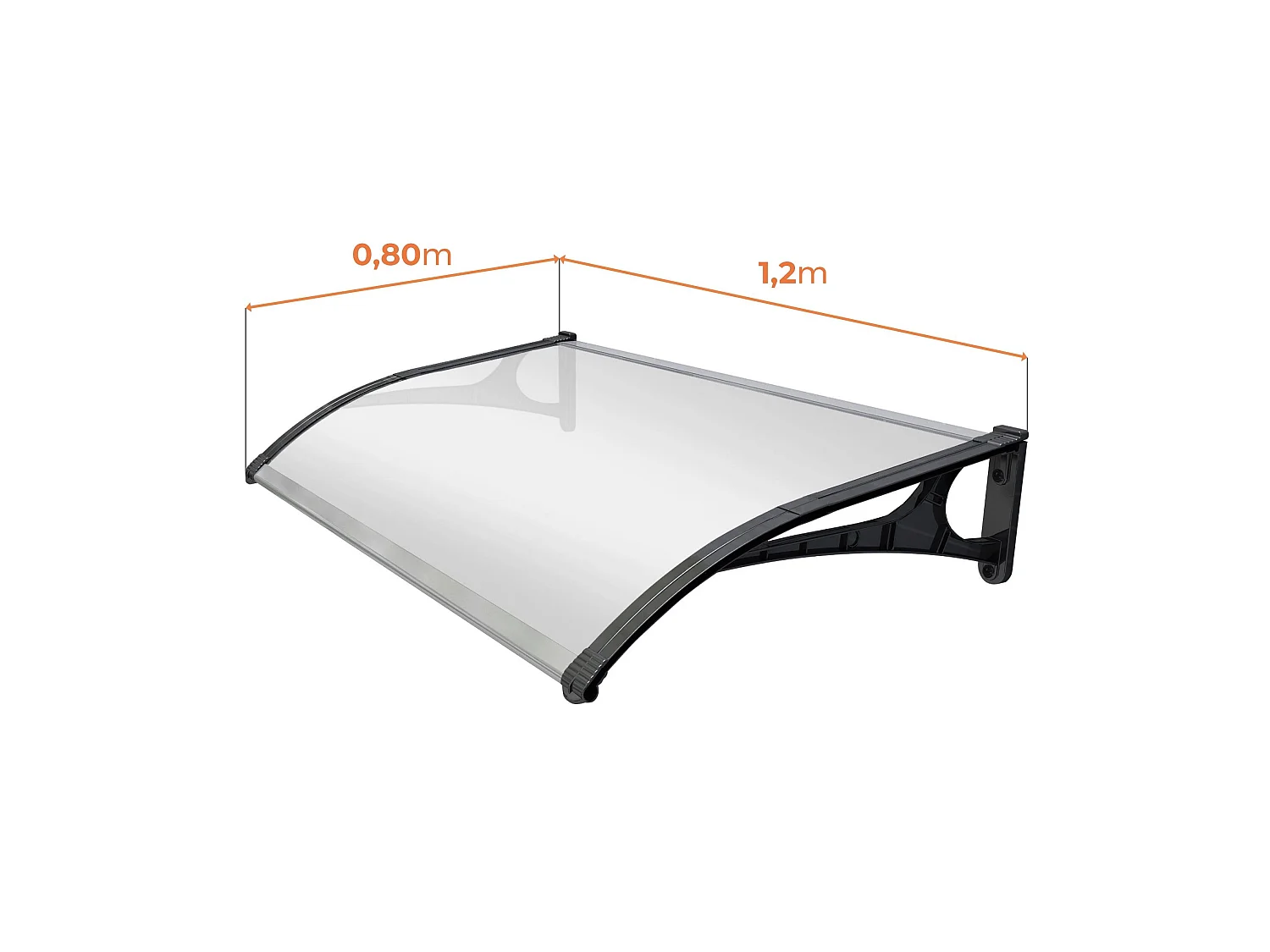 Pensilina in alluminio SmartSun Evoke 120x80cm. Pannello massiccio spessore 2,7 mm ultra resistente.  Tettuccio protettivo della porta