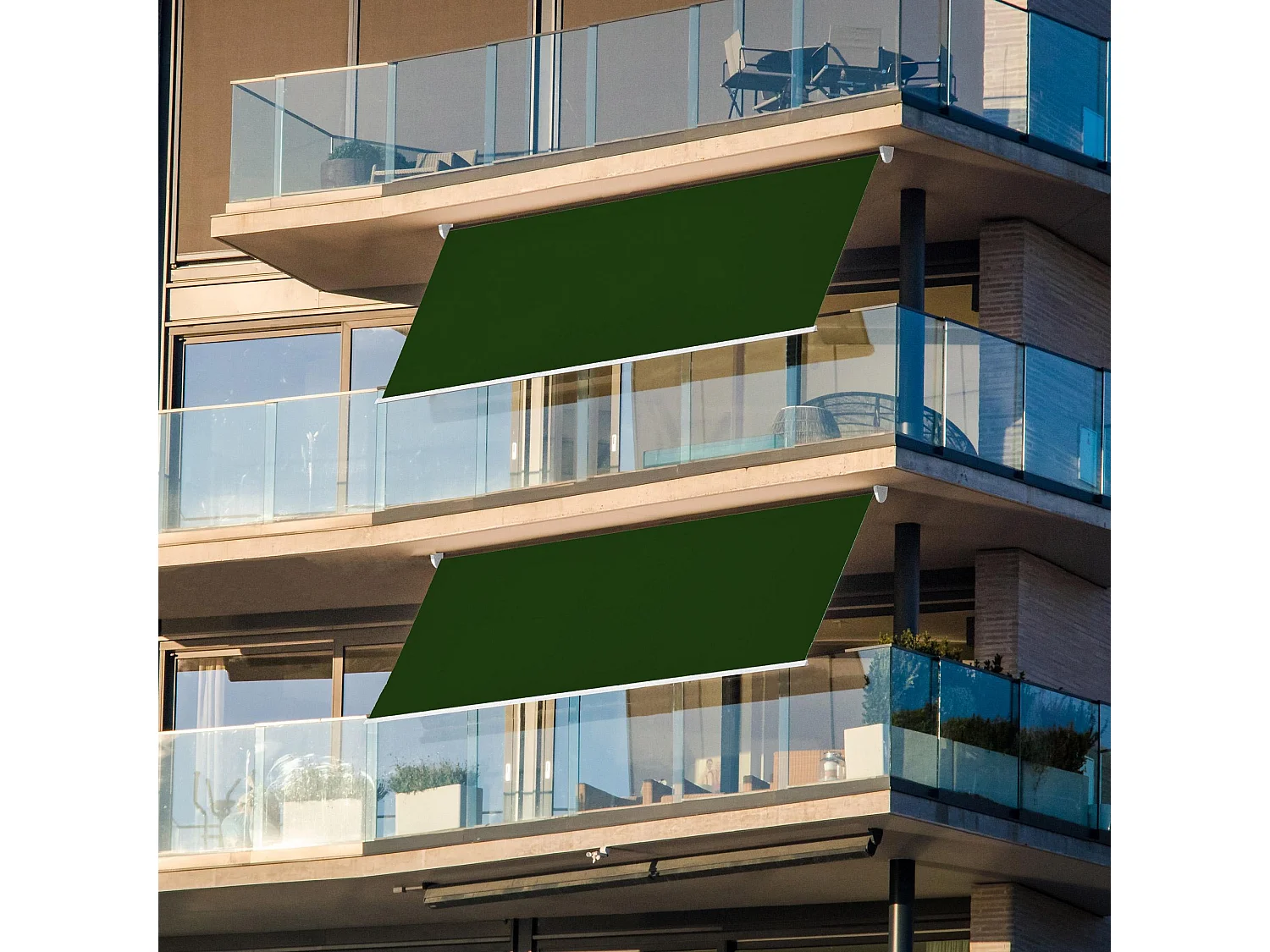 Wasabi - Toldo Exterior Balcón 200x245cm – Soporte Techo/Pared – Anclaje Barandilla – Estructura Aluminio – Lona UV Poliéster – Manivela Manual – Completo