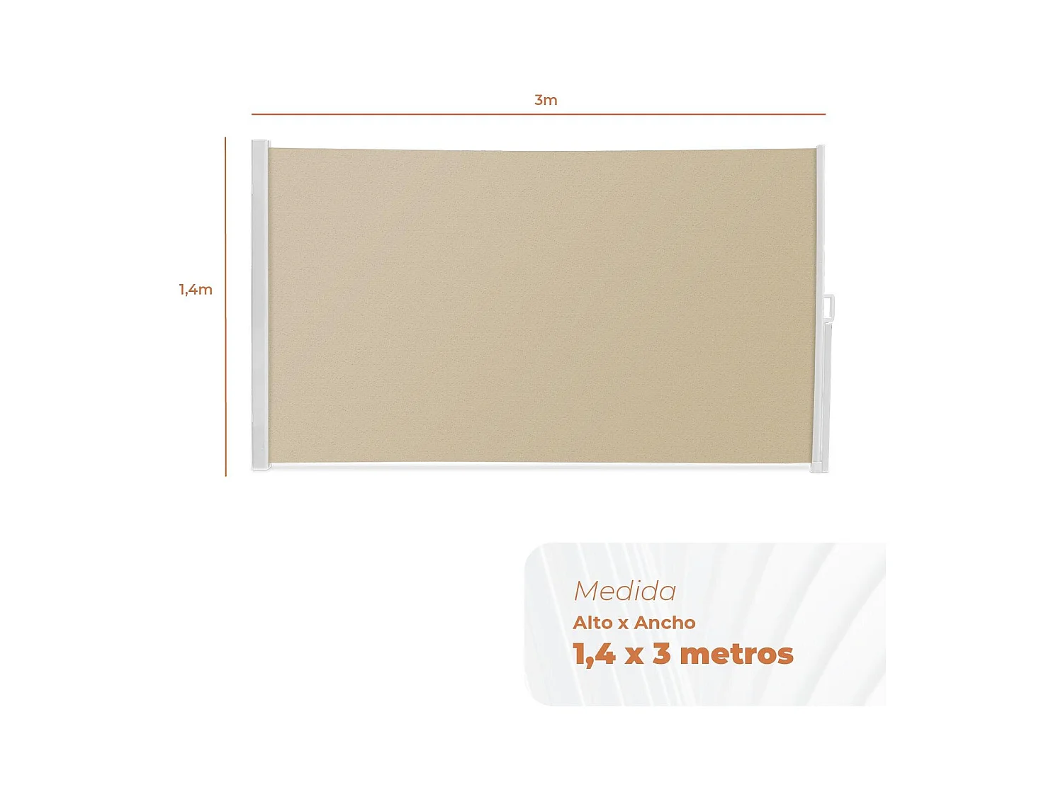 Wasabi - Paravent Extérieur Rétractable 140x300cm - Kit d'ancrage - Brise vue jardin - Cassette Aluminium - Toile Beige UV