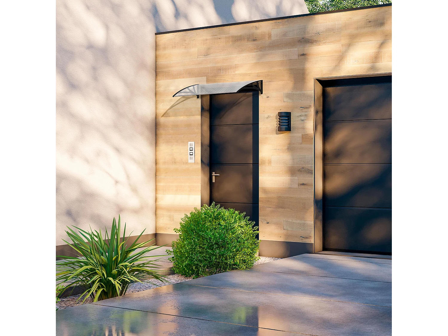 Wasabi - Marquise de Porte Extérieur 150x80 cm - Polycarbonate 2,7mm - Supports Aluminium - Panneau Transparent Anti UV