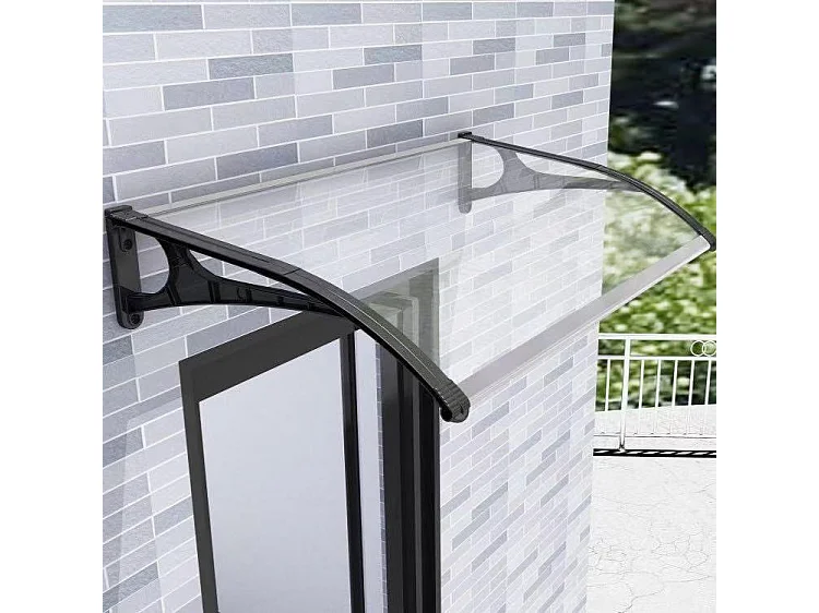 Wasabi - Marquise de Porte Extérieur 150x80 cm - Polycarbonate 2,7mm - Supports Aluminium - Panneau Transparent Anti UV