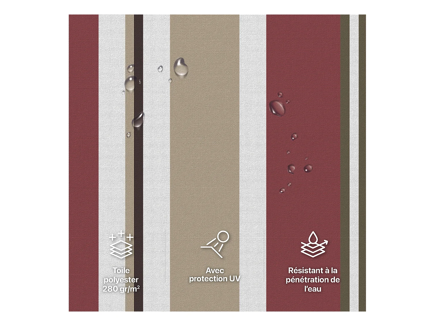 Wasabi - Lona Toldo 3x2 Burdeos/Beige Poliéster 280 gr/m² - Resistente al Agua y UV - 283x200cm - Malla Sombreo - Tela Enrollable Repuesto para Toldos