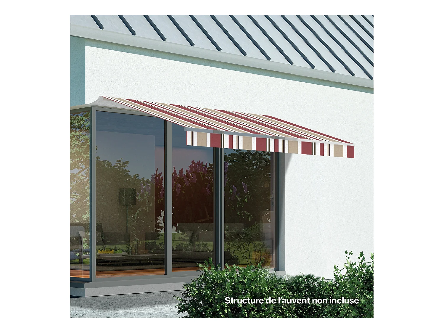 Wasabi - Lona Toldo 3x2 Burdeos/Beige Poliéster 280 gr/m² - Resistente al Agua y UV - 283x200cm - Malla Sombreo - Tela Enrollable Repuesto para Toldos