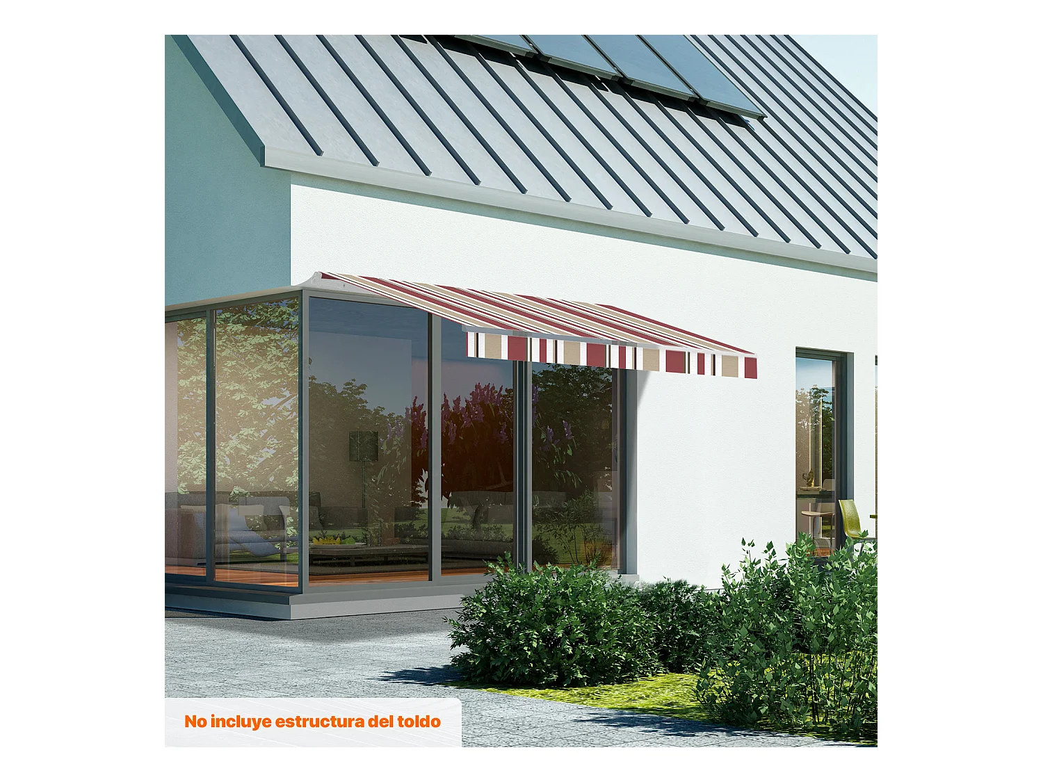 Wasabi - Lona Toldo 3x2 Burdeos/Beige Poliéster 280 gr/m² - Resistente al Agua y UV - 283x200cm - Malla Sombreo - Tela Enrollable Repuesto para Toldos