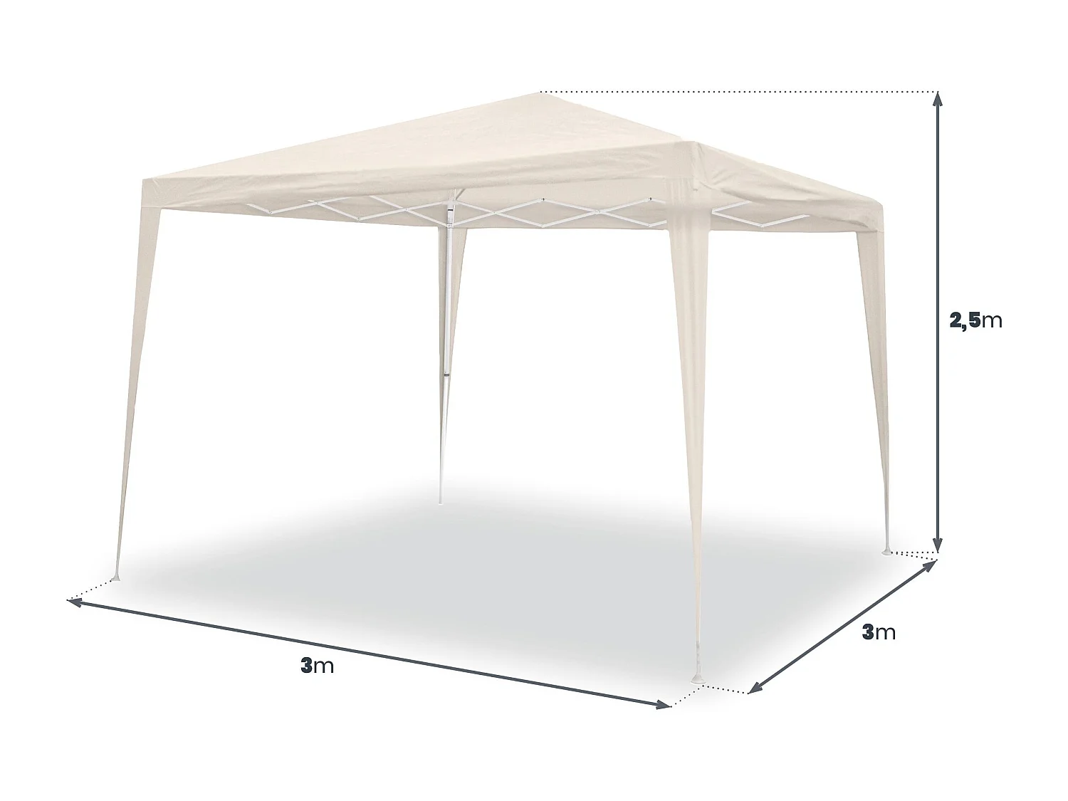 Wasabi - Carpa Plegable 3x3 m Classic Beige – Resistente al Agua – Vientos y Piquetas Fijación – Estructura de Acero – Cenador Jardín – Exteriores Camping Fiestas