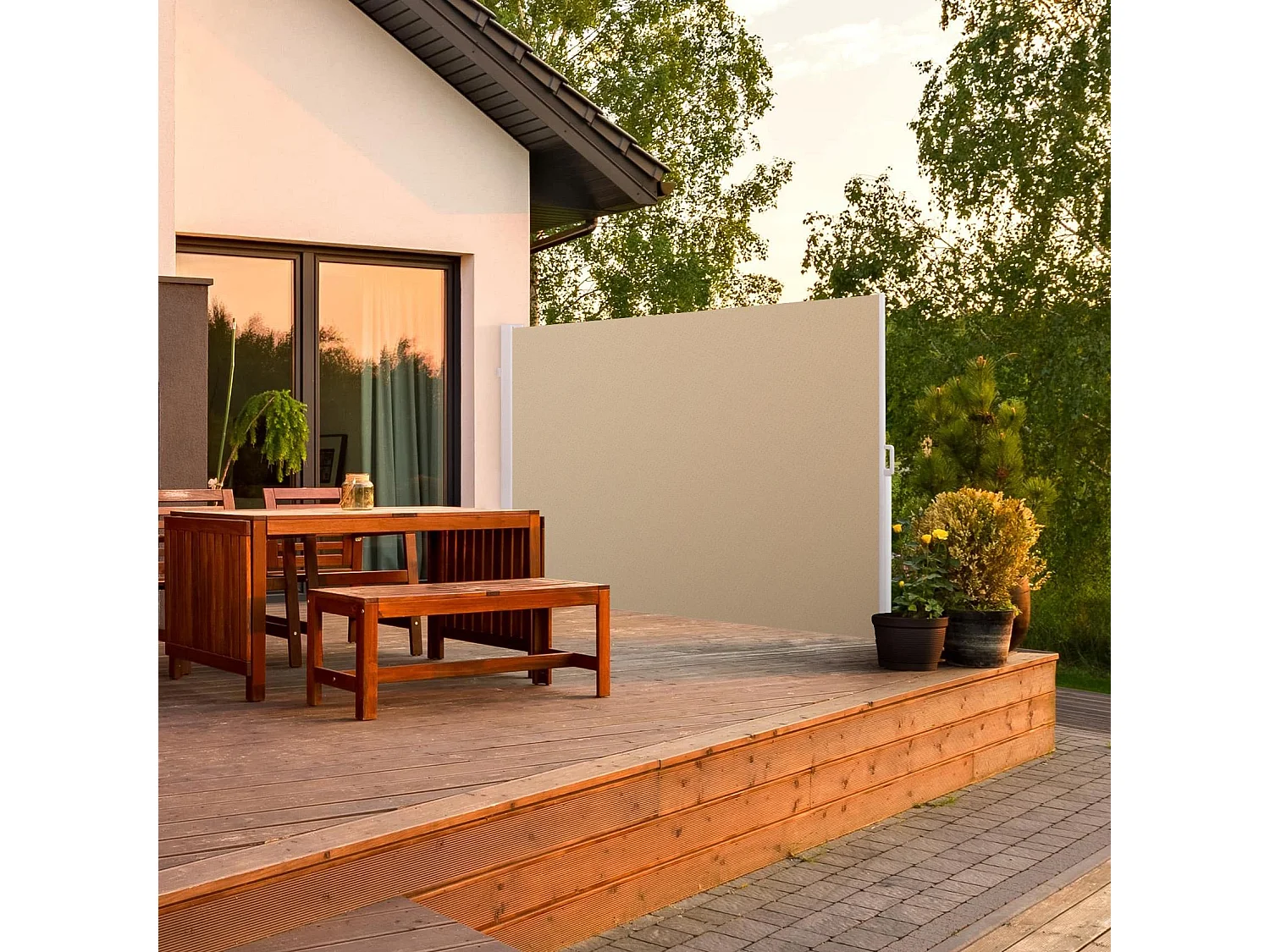 Wasabi - Toldo Lateral Retráctil Beige Arena UV 180x300cm – Anclaje Suelo/Pared – Ocultación Jardín – Paravientos Extensible – Separador Balcón – Aluminio