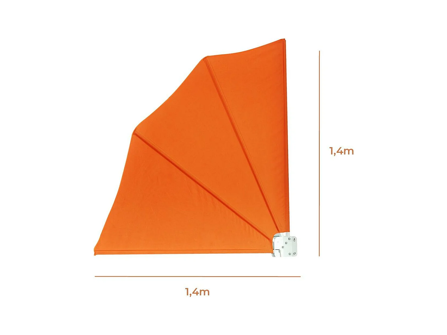 Wasabi - Paravent Extérieur Rétractable 140x140cm - Hydrofuge et Anti-UV - Brise vue jardin - Toile Orange UV - Ancrage Mur