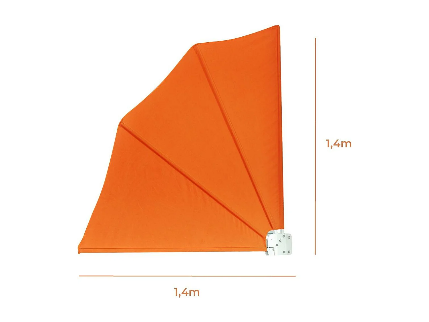Wasabi - Paravent Extérieur Rétractable 140x140cm - Hydrofuge et Anti-UV - Brise vue jardin - Toile Orange UV - Ancrage Mur