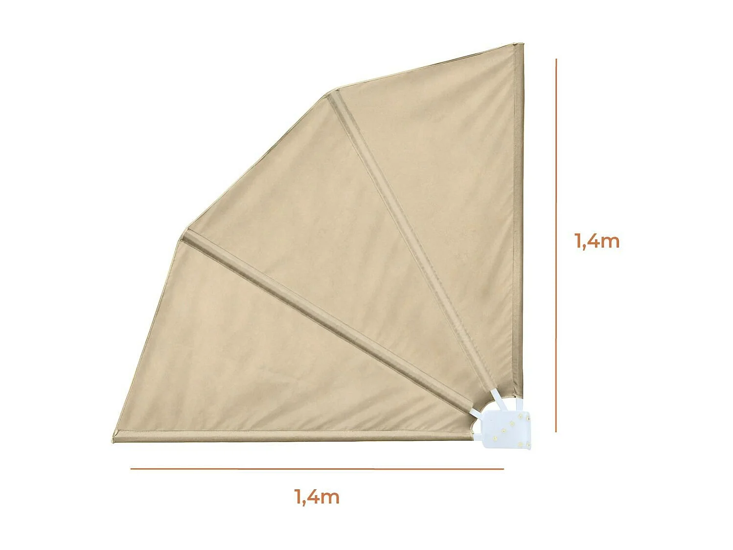 SmartSun Beige tenda laterale pieghevole a ventaglio 1,4x1,4m per balcone, terrazza
