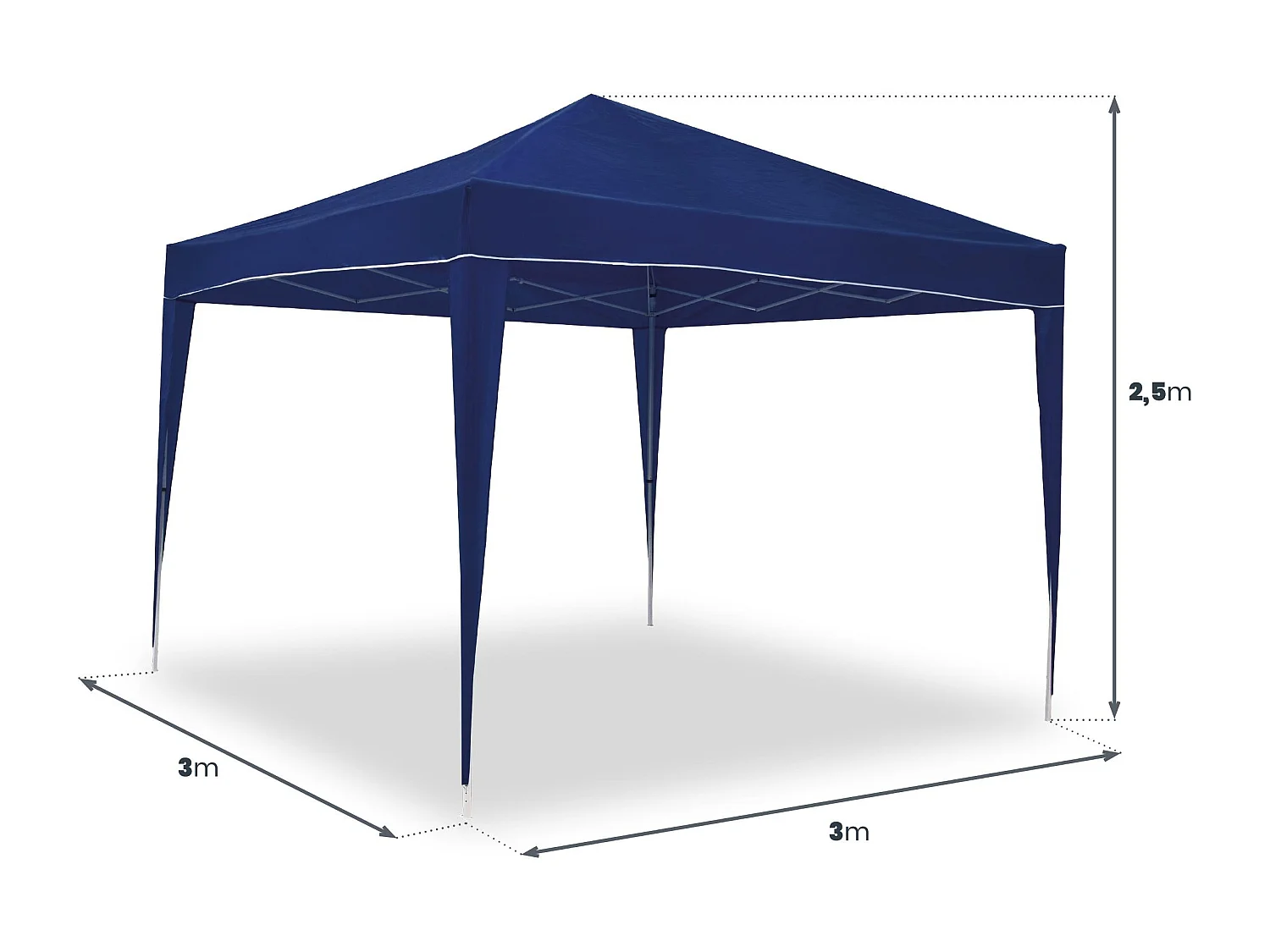 Wasabi - Carpa Plegable 3x3 m Classic Azul – Resistente al Agua – Vientos y Piquetas Fijación – Estructura de Acero – Cenador Jardín – Exteriores Camping Fiestas