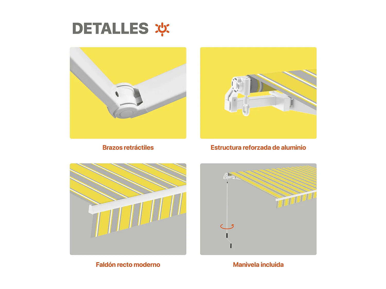 Smartsun 4x2,5m tenda completa manuale Giallo/Grigio/Bianco telone in poliestere