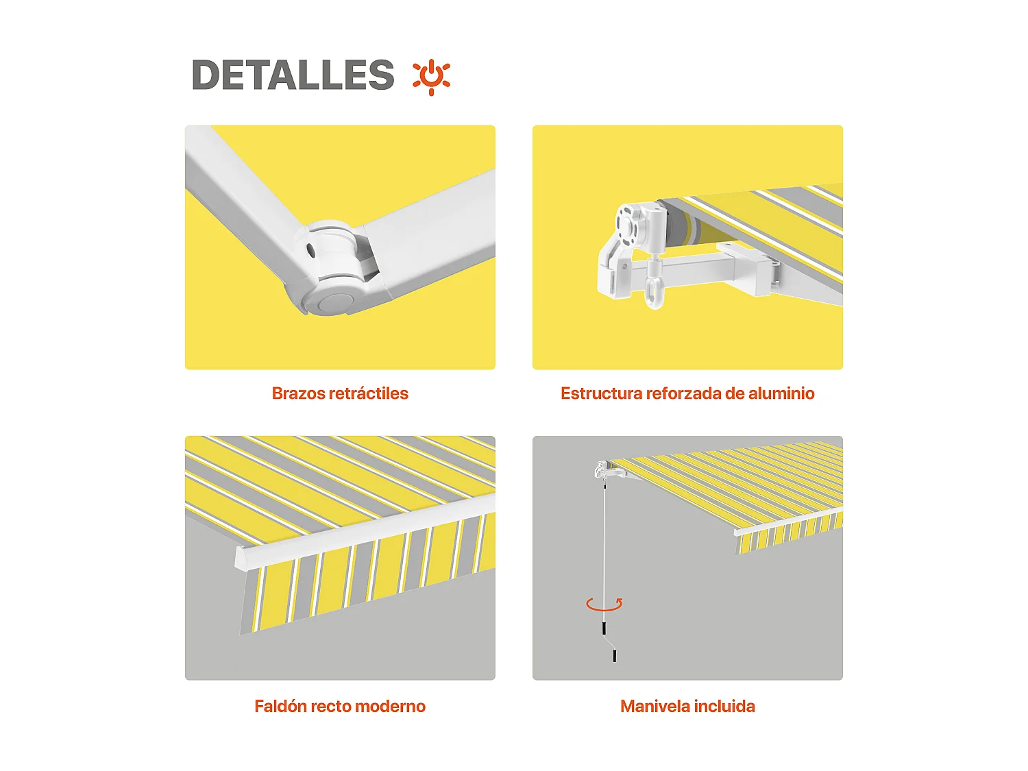 Smartsun 4x2,5m tenda completa manuale Giallo/Grigio/Bianco telone in poliestere