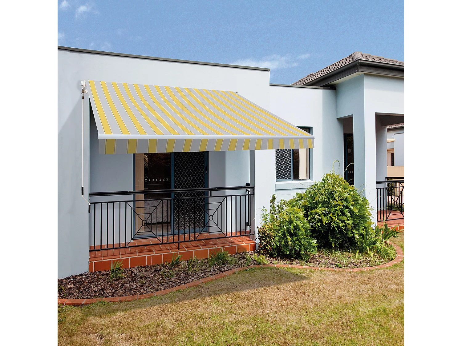 Smartsun 4x2,5m tenda completa manuale Giallo/Grigio/Bianco telone in poliestere