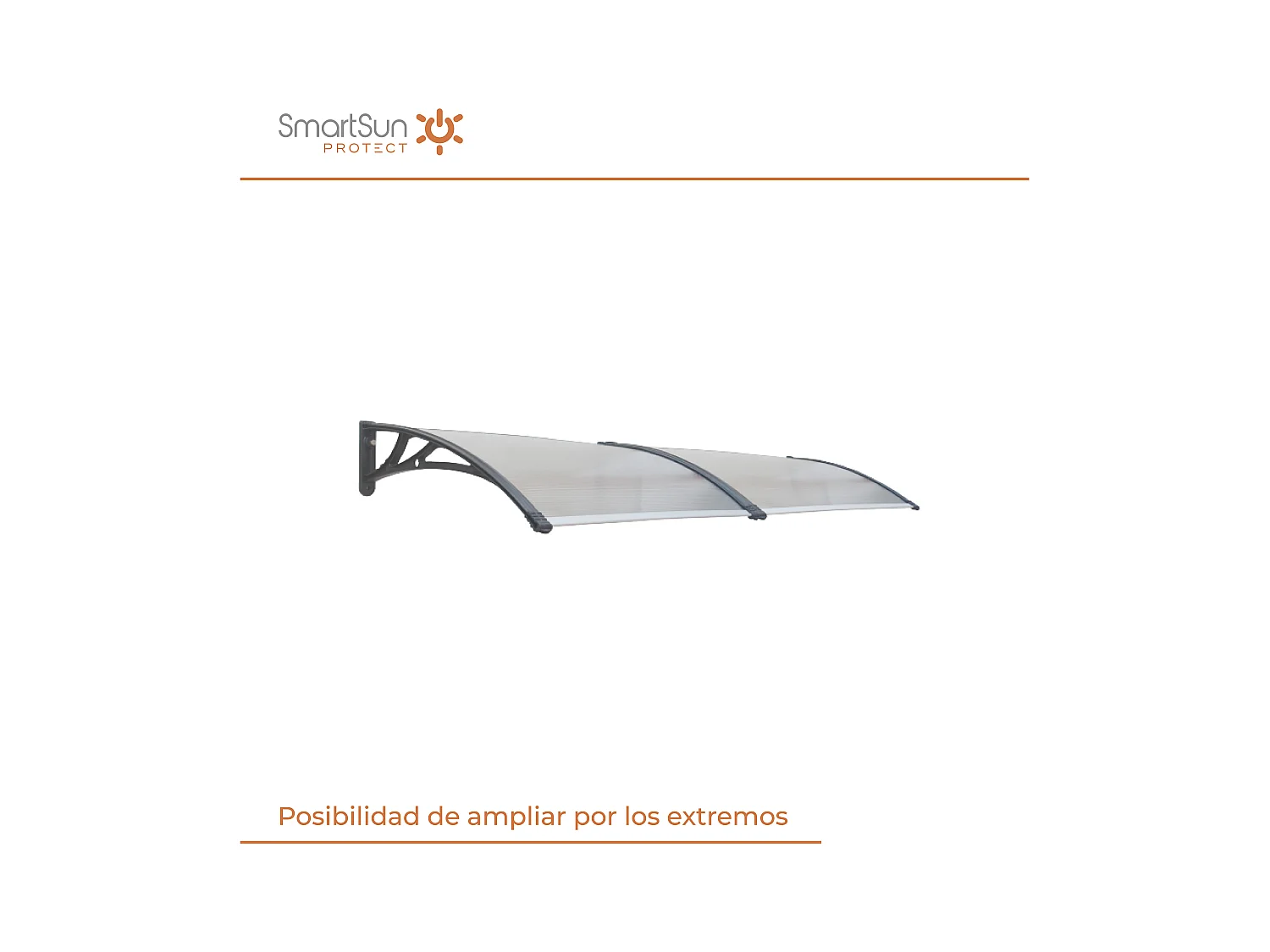 Wasabi - Marquise de Porte Extérieur 150x80 cm - Polycarbonate 5,2mm - Panneau Anti UV - Supports PVC Anthracite – Auvent Terrasse