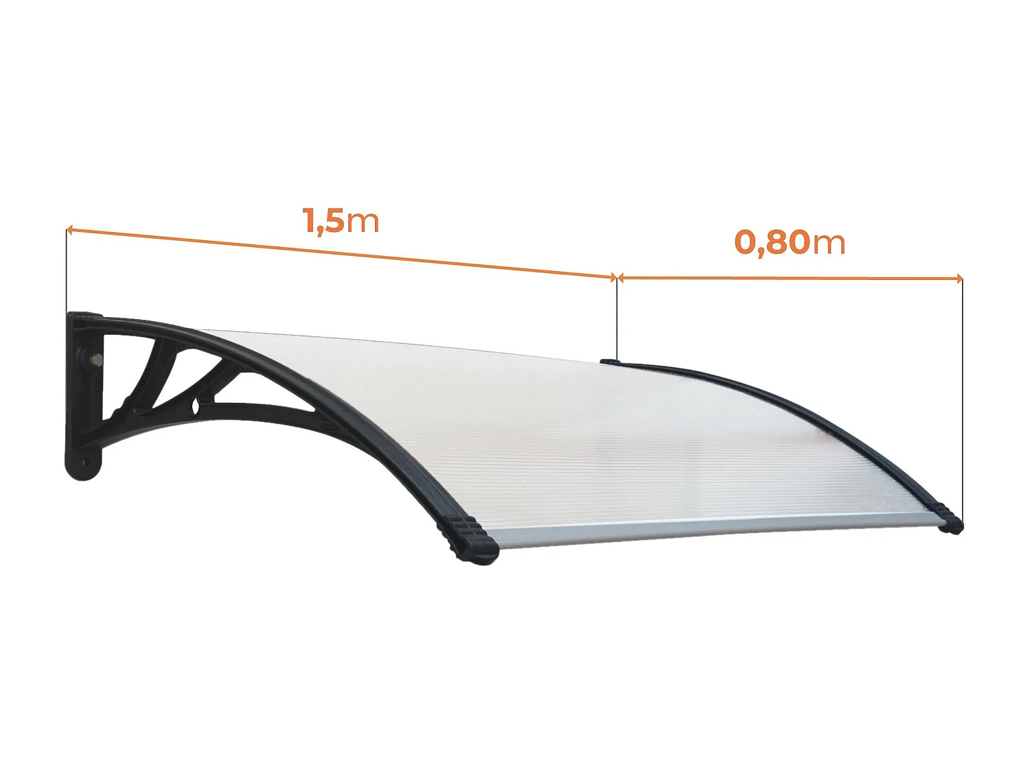 Wasabi - Marquesina Puerta Exterior 150x80 cm – Policarbonato 5,2mm – Soportes PVC Antracita – Fácil Montaje – Tejadillo Protección Lluvia – Cubierta Resistente