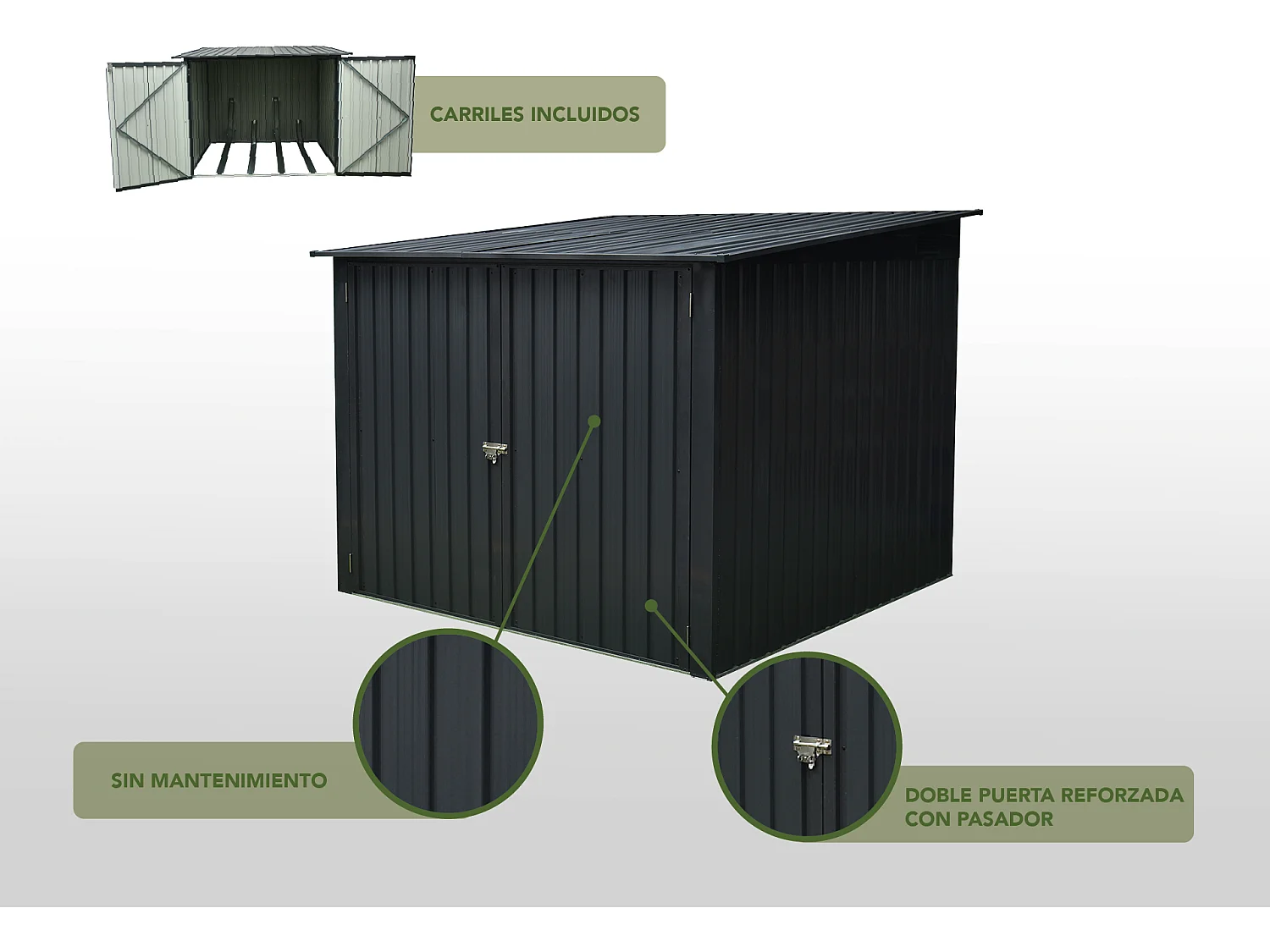 Armoire 4 vélos Nyon 4,2 m2 - Garantie 10 ans - 204x206x163cm