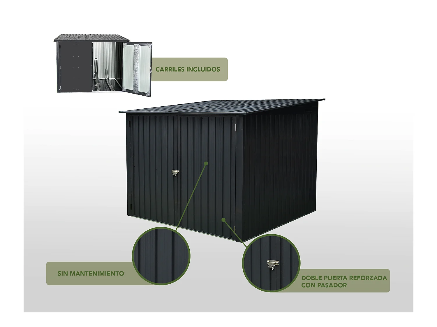 Armoire 3 vélos Arth 3,2 m2 - Garantie 10 ans - 204x163x163cm