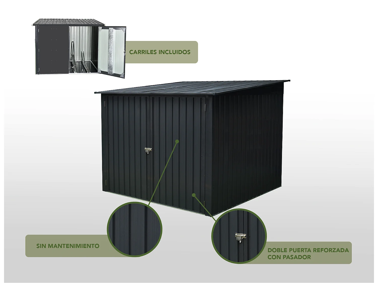 Armoire 3 vélos Arth 3,2 m2 - Garantie 10 ans - 204x163x163cm