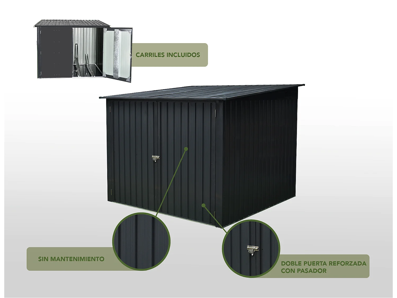 Armoire 3 vélos Arth 3,2 m2 - Garantie 10 ans - 204x163x163cm