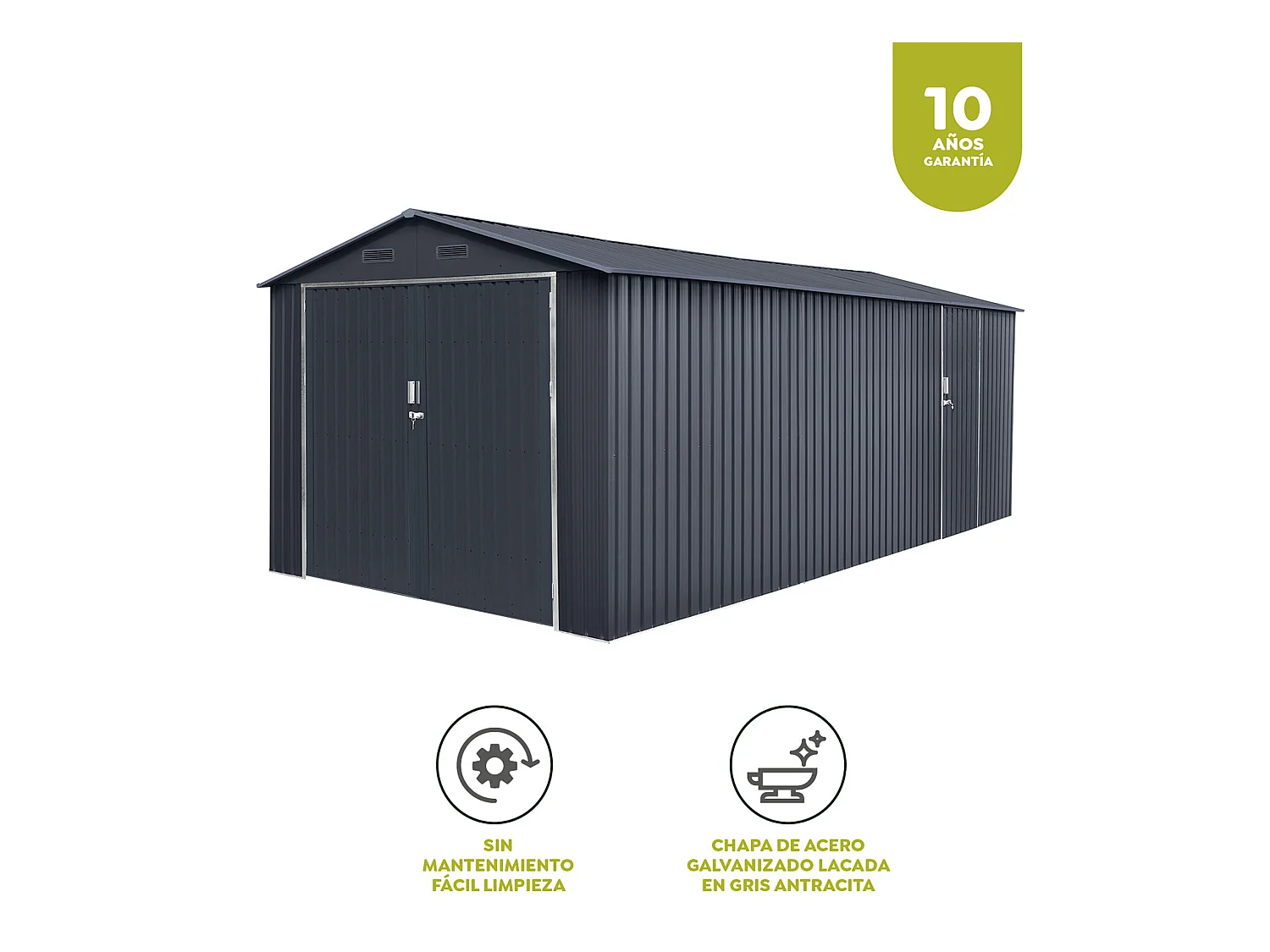 Garage in metallo Tonsberg 18m2 - Garanzia 15 anni - 602x300x232cm.