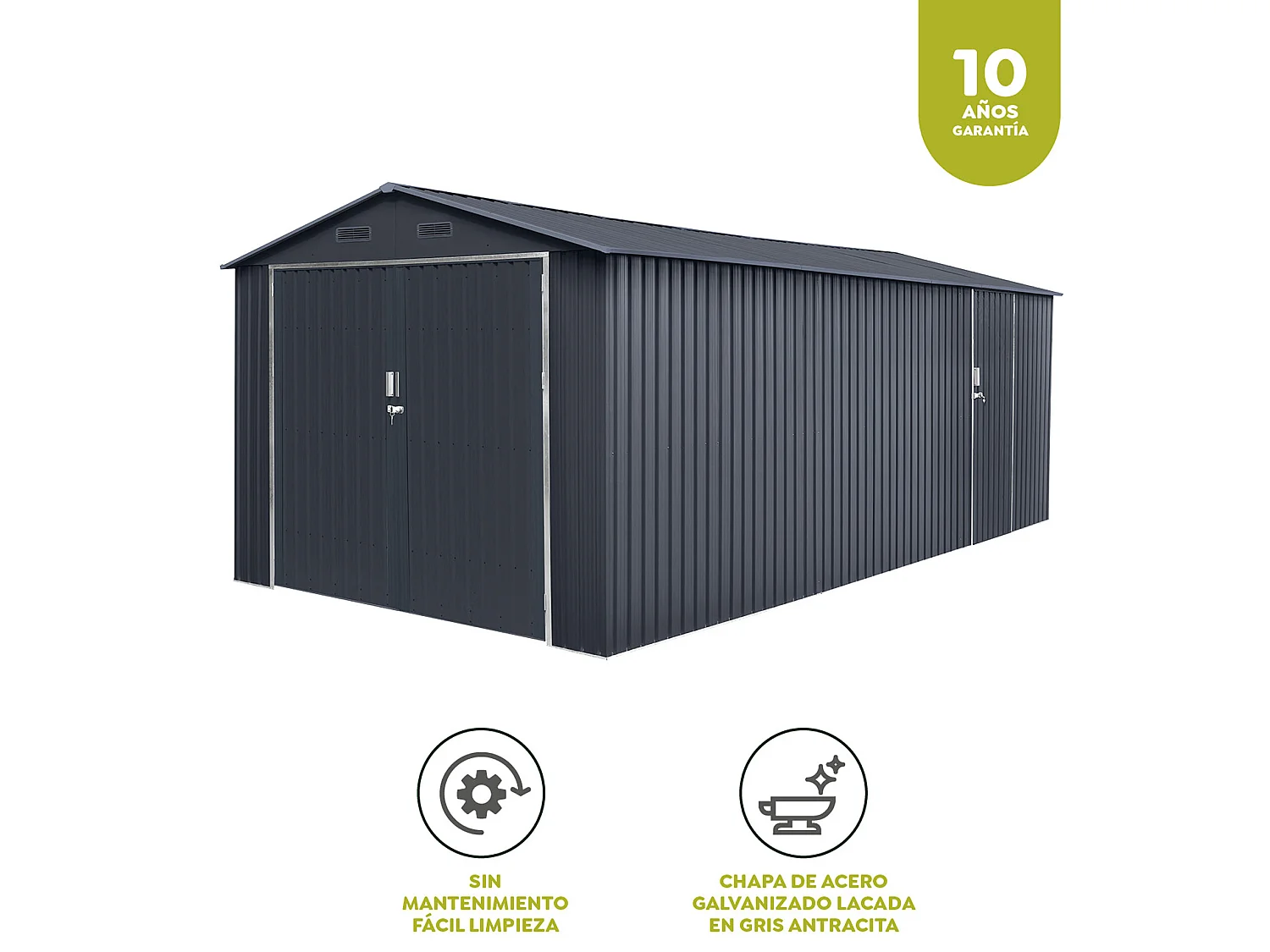 Garage in metallo Tonsberg 18m2 - Garanzia 15 anni - 602x300x232cm.