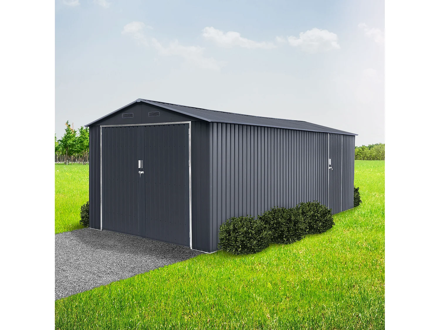 Garage in metallo Tonsberg 18m2 - Garanzia 15 anni - 602x300x232cm.