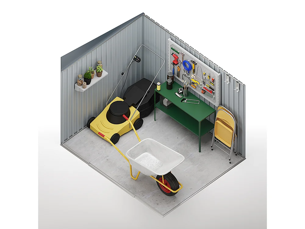 Capannone in metallo Wasabi Stark 5,6m2 - 10 anni di garanzia - 236x238x203cm. Capanno da giardino