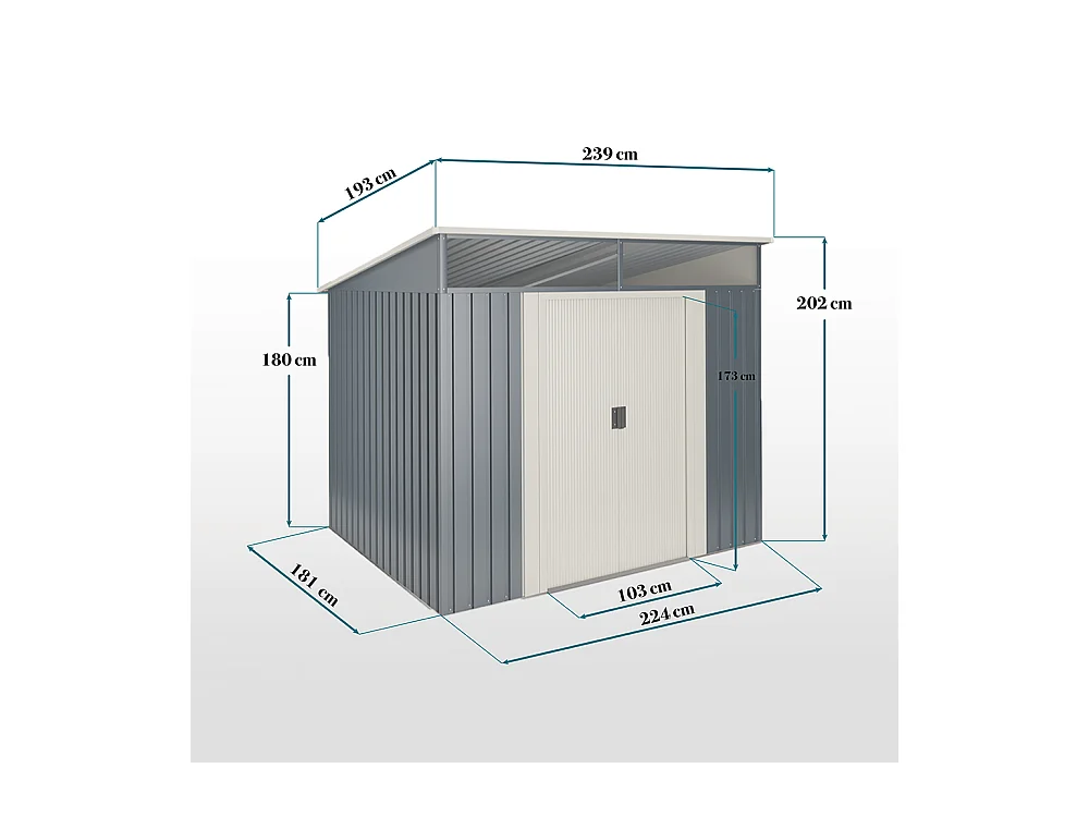 Abri de jardin Wasabi Stark 4.6 m2 - Garantie 10 ans - 194x239x203cm. Remise métal